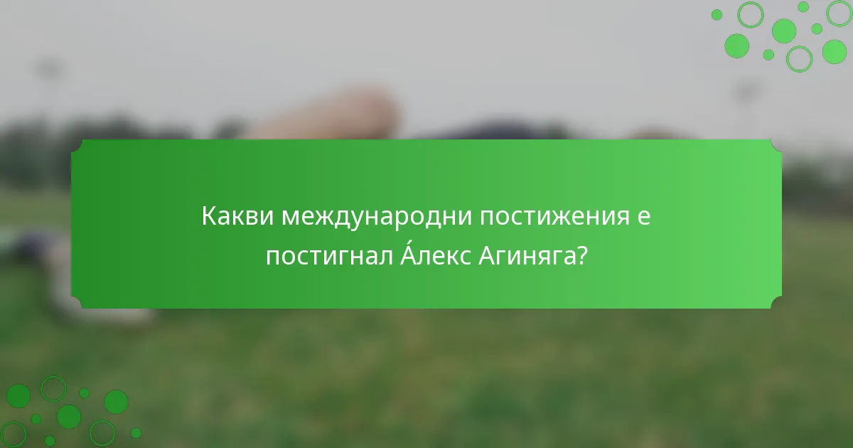 Какви международни постижения е постигнал Áлекс Агиняга?